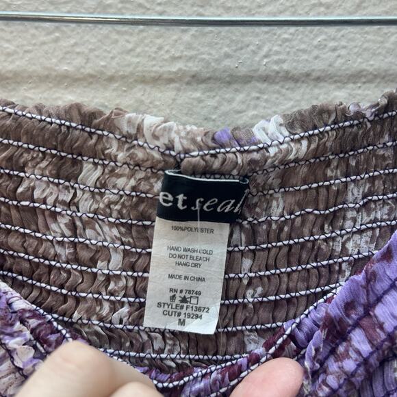 Vintage Y2K Wet Seal Hippie Smocked Fairy Boho Tube Babydoll Top Sz M DEADSTOCK - Picture 7 of 7